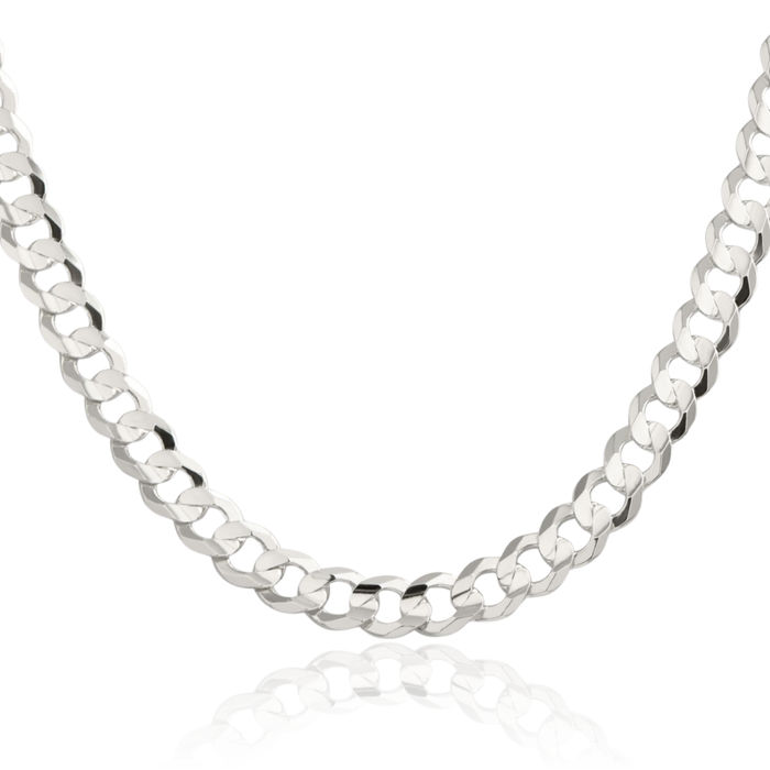 925 Sterling Silver 7.8mm Concave Curb Link Chain Necklace