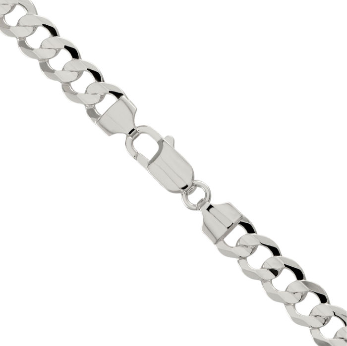 925 Sterling Silver 7.8mm Concave Curb Link Chain Necklace