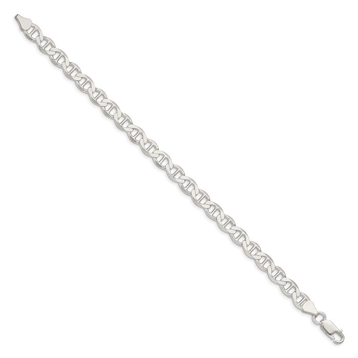 925 Sterling Silver 7.1mm Anchor Mariner Link Chain Bracelet