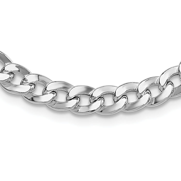 925 Sterling Silver 7.25mm Circle Round Curb Link Chain Necklace