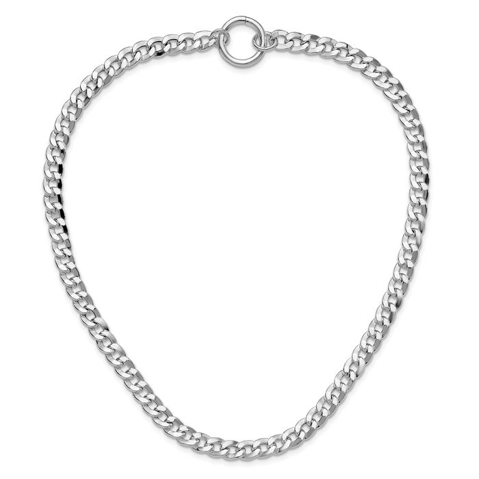 925 Sterling Silver 7.25mm Circle Round Curb Link Chain Necklace