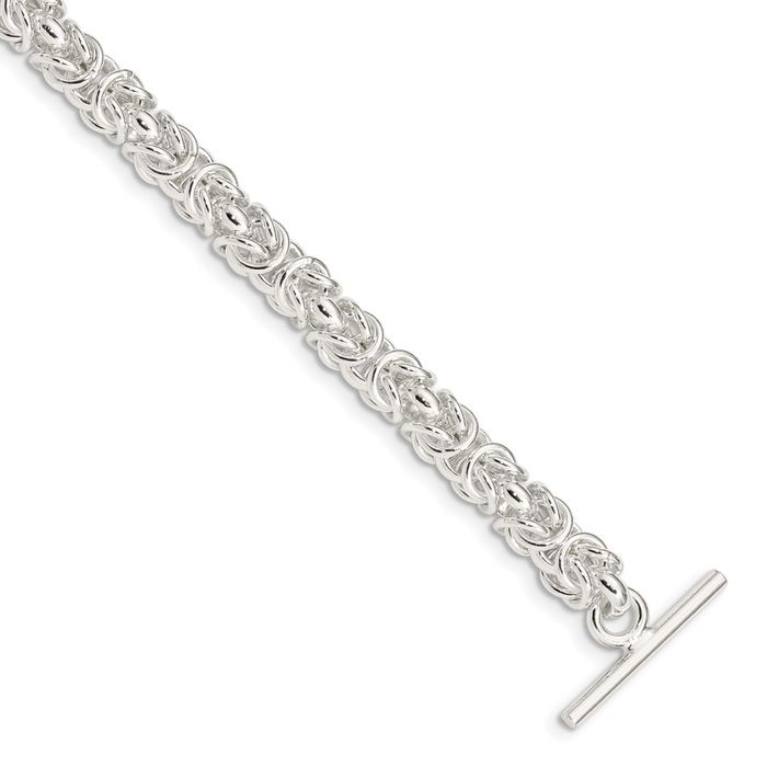 925 Sterling Silver Byzantine Link Chain Bracelet