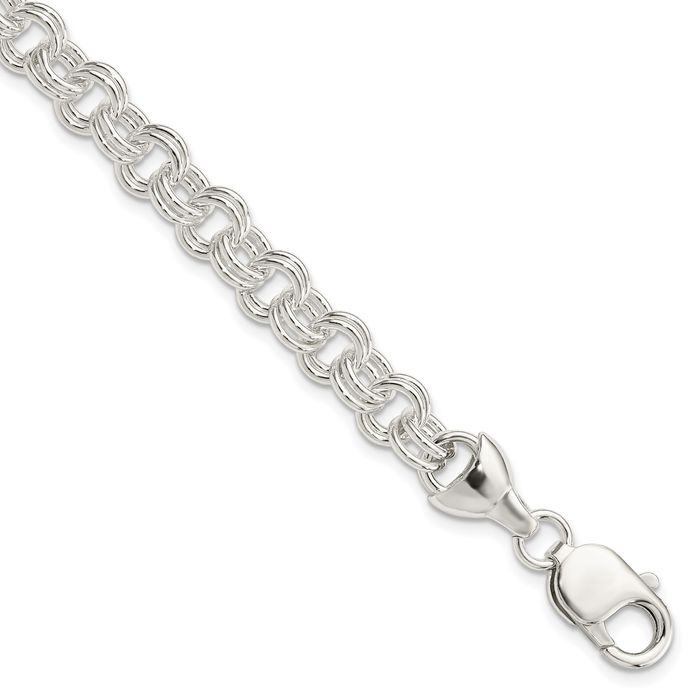 925 Sterling Silver Double Link Chain Bracelet