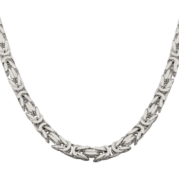 925 Sterling Silver 7.5mm Byzantine Link Chain Necklace Viking