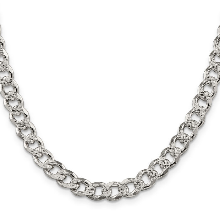 925 Sterling Silver 7.5mm Curb Link Chain Necklace