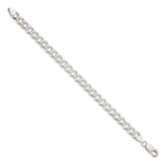 925 Sterling Silver 7.5mm Curb Link Chain Bracelet