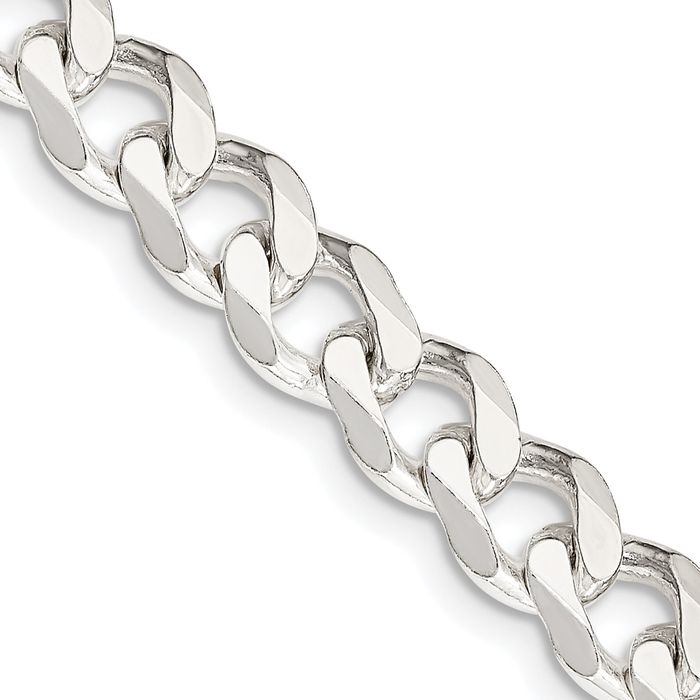 925 Sterling Silver 7.5mm Curb Link Chain Necklace