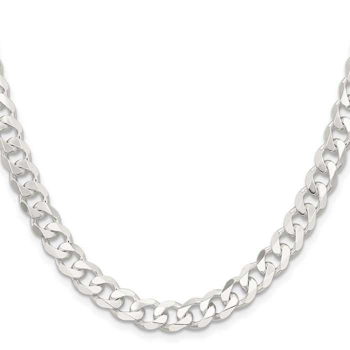 925 Sterling Silver 7.5mm Curb Link Chain Necklace