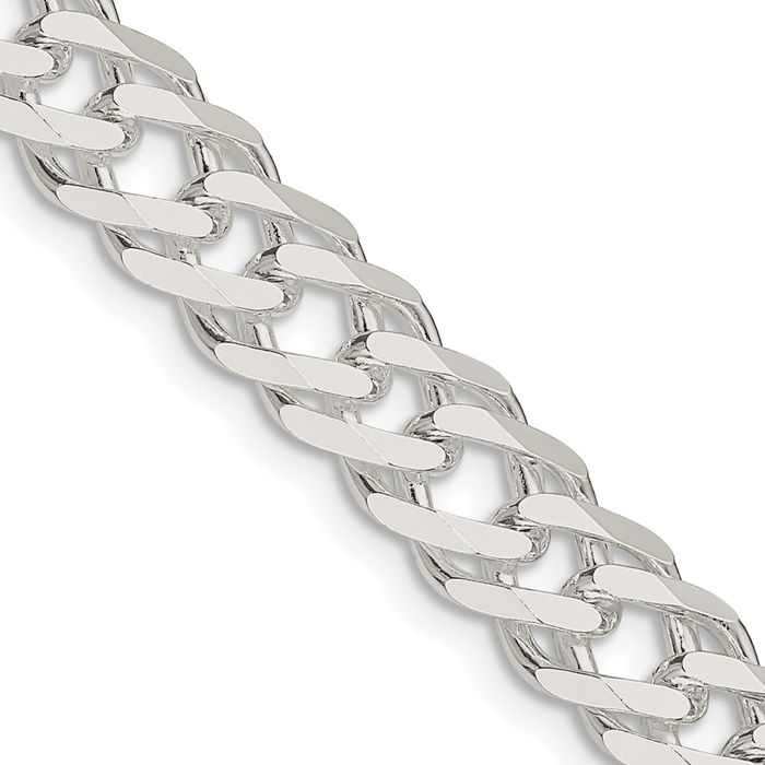 925 Sterling Silver 7.75mm 6 Side Double Curb Link Chain Necklace