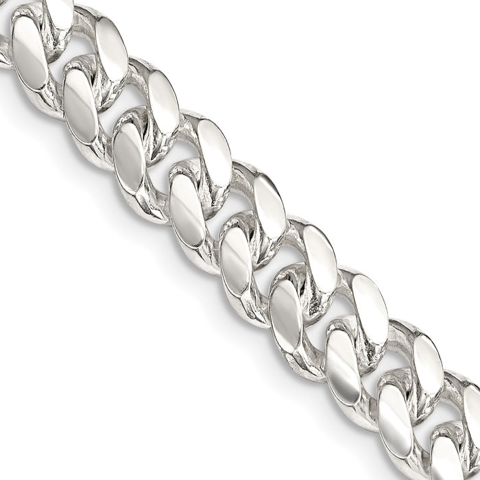 925 Sterling Silver 7.8mm Curb Link Chain Necklace