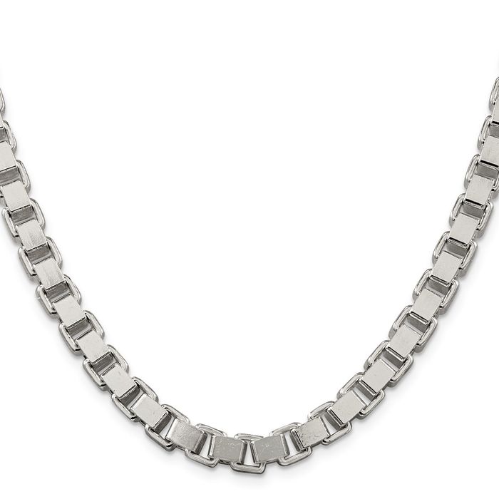 925 Sterling Silver 7mm Box Link Chain Necklace