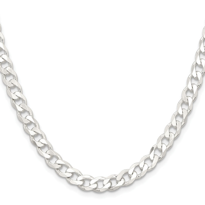 925 Sterling Silver 6.5mm Curb Link Chain Necklace