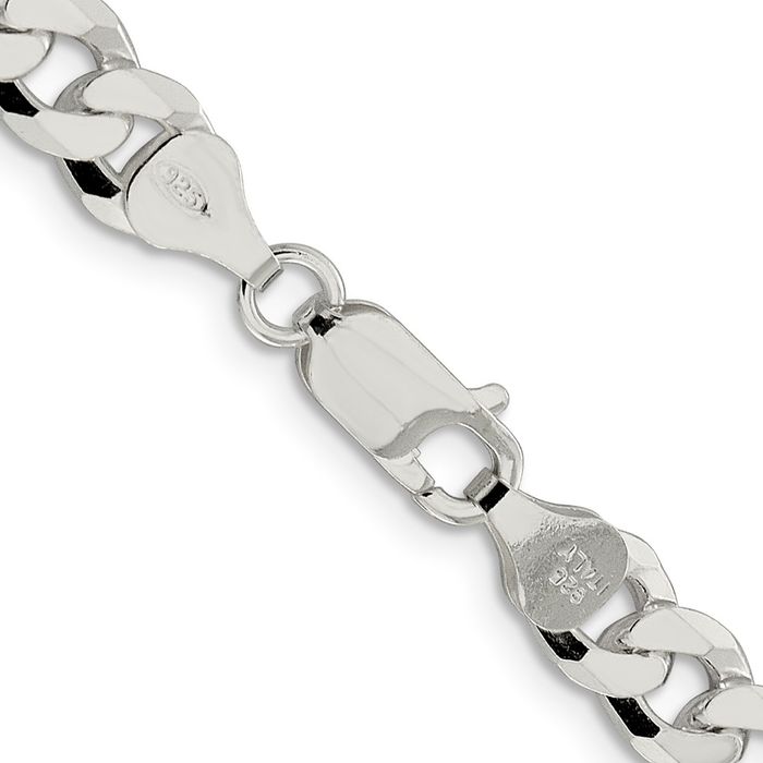 925 Sterling Silver 7mm Curb Link Chain Necklace