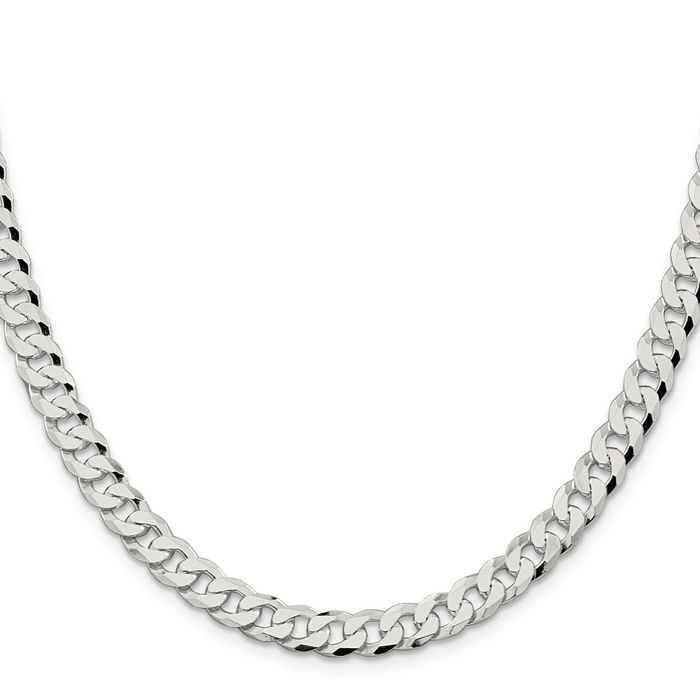 925 Sterling Silver 7mm Curb Link Chain Necklace