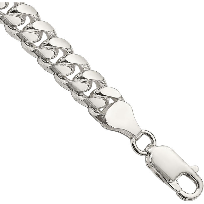 925 Sterling Silver 7mm Side Curb Link Chain Bracelet