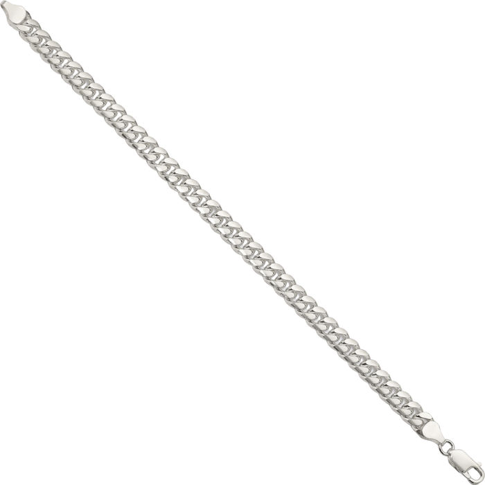 925 Sterling Silver 7mm Side Curb Link Chain Bracelet