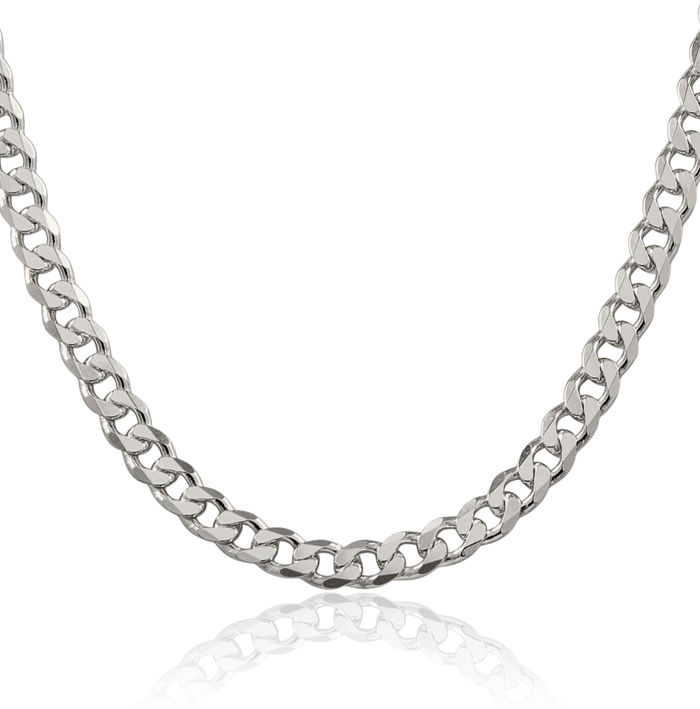 925 Sterling Silver 7mm Curb Link Chain Necklace