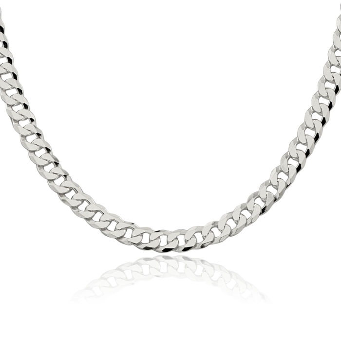 925 Sterling Silver 7mm Curb Link Chain Necklace