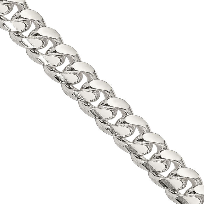 925 Sterling Silver 7mm Side Curb Link Chain Necklace