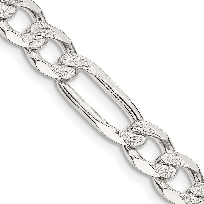 925 Sterling Silver 7mm Figaro Link Chain Necklace