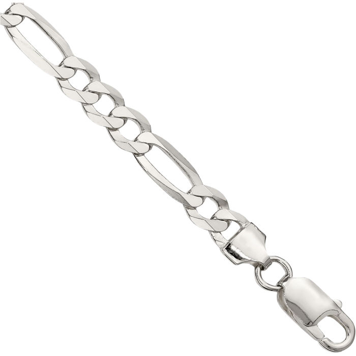 925 Sterling Silver 7mm Figaro Link Chain Bracelet