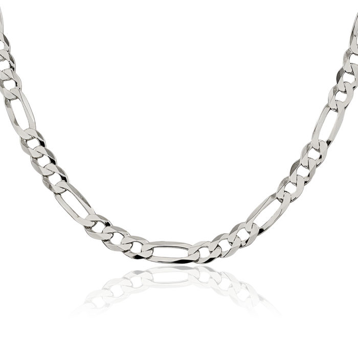 925 Sterling Silver 7mm Figaro Link Chain Necklace