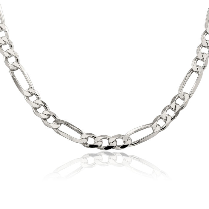 925 Sterling Silver 7mm Figaro Link Chain Necklace