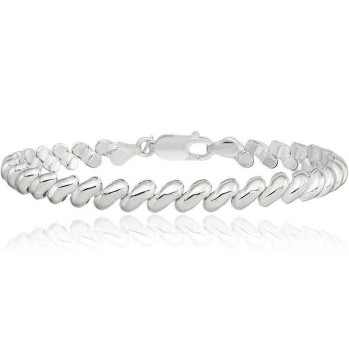 925 Sterling Silver 7mm San Marco Chain Bracelet