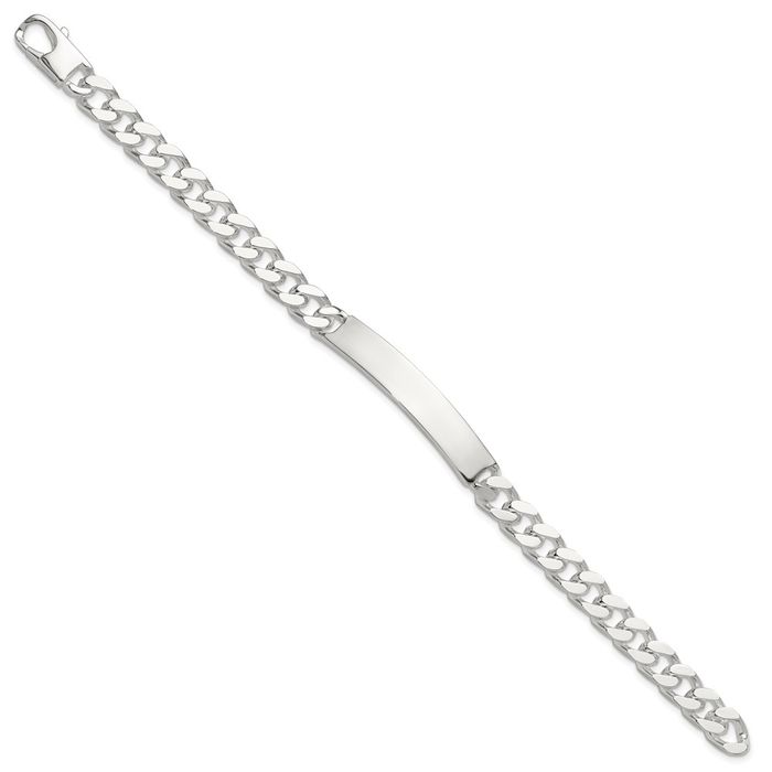 925 Sterling Silver Curb Link Name Bar Identification ID Bracelet