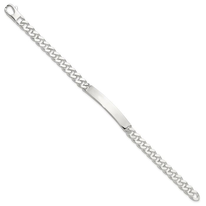 925 Sterling Silver Curb Link Name Bar Identification ID Bracelet