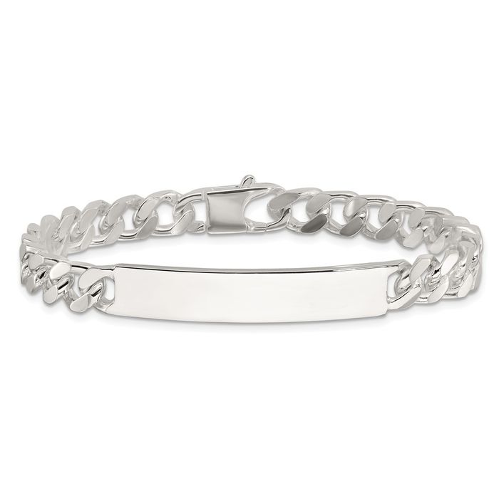 925 Sterling Silver Curb Link Name Bar Identification ID Bracelet