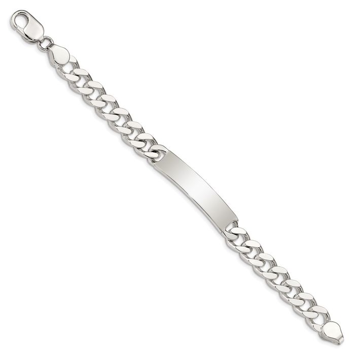 925 Sterling Silver Engraveable Curb Link Name Bar Identification ID Bracelet