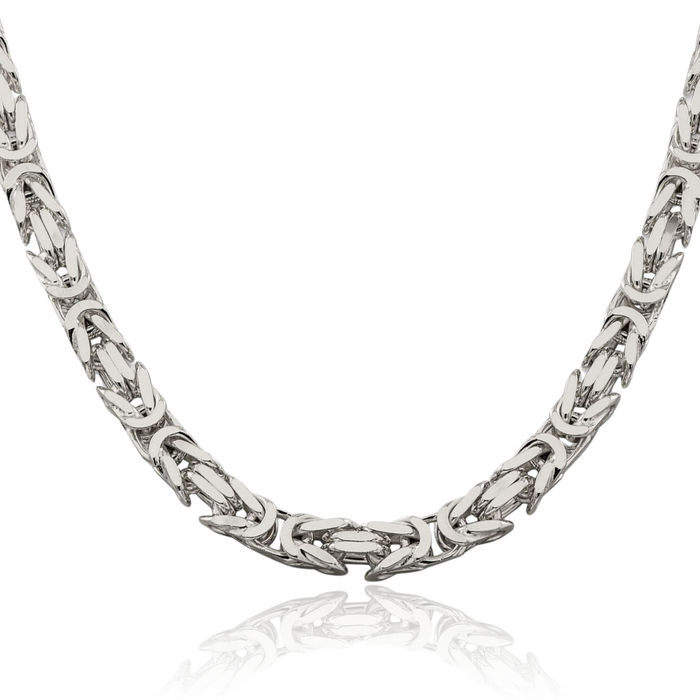 925 Sterling Silver 8.25mm Byzantine Link Chain Necklace