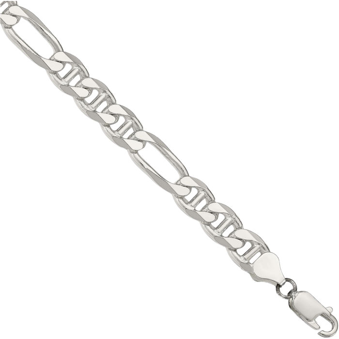 925 Sterling Silver 8.25mm Figaro Link Anchor Mariner Chain Bracelet