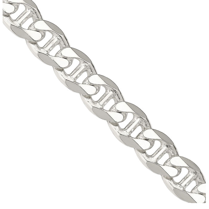 925 Sterling Silver 8.25mm Anchor Mariner Curb Link Chain Necklace