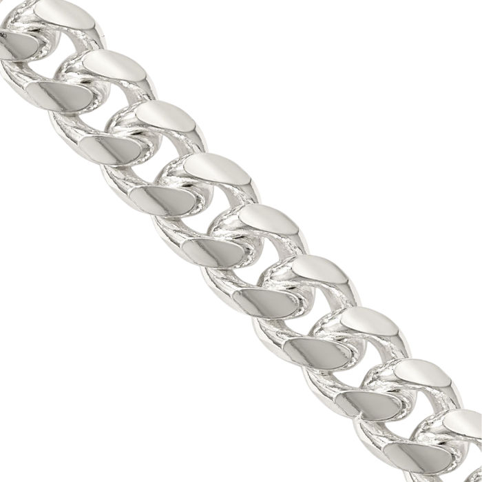 925 Sterling Silver 8.5mm Side Curb Link Chain Necklace