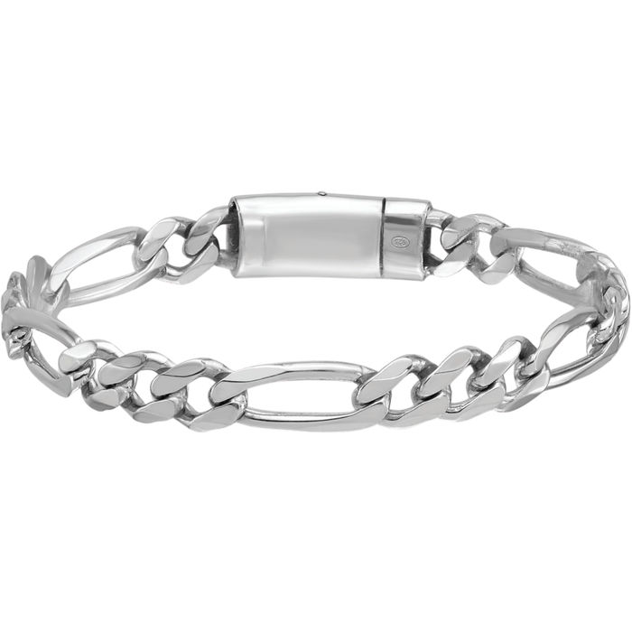 925 Sterling Silver 8.5mm Figaro Link Chain Bracelet