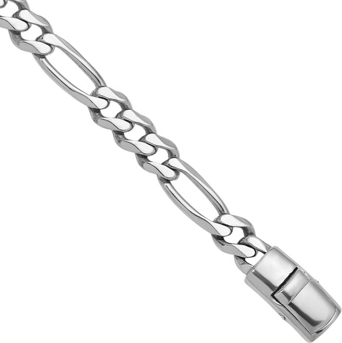 925 Sterling Silver 8.5mm Figaro Link Chain Bracelet