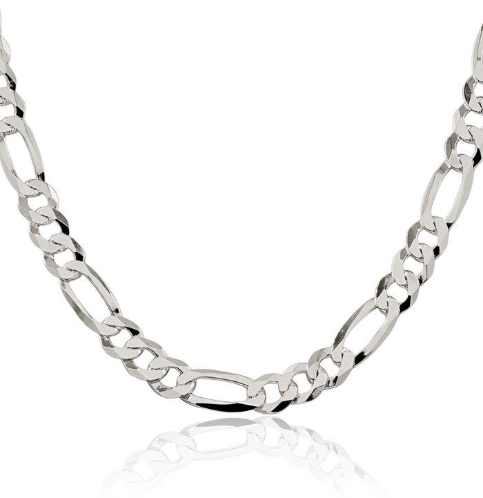 925 Sterling Silver 8.5mm Figaro Link Chain Necklace