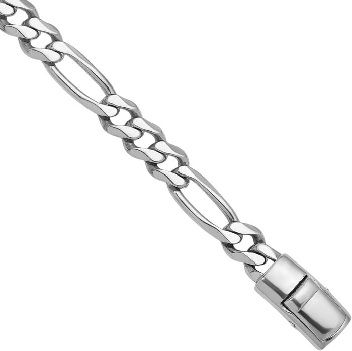 925 Sterling Silver 8.5mm Figaro Link Chain Necklace