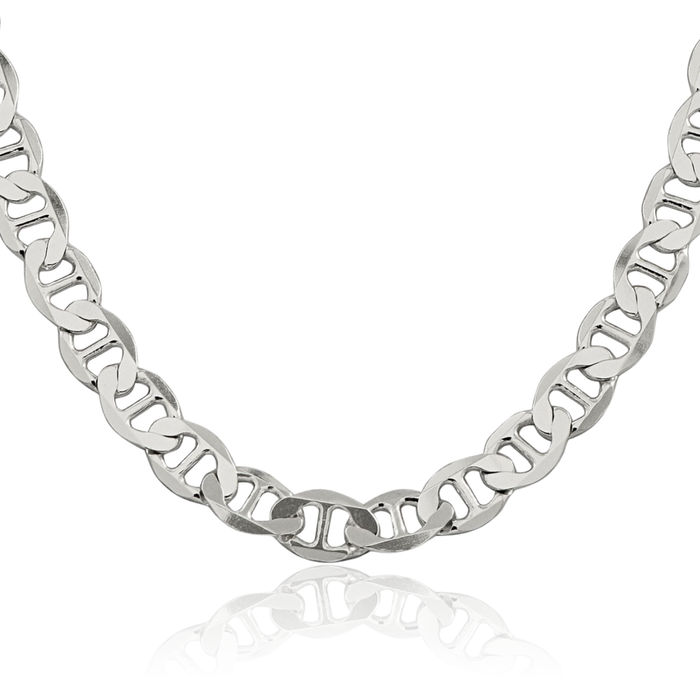 925 Sterling Silver 8.9mm Anchor Mariner Link Chain Necklace