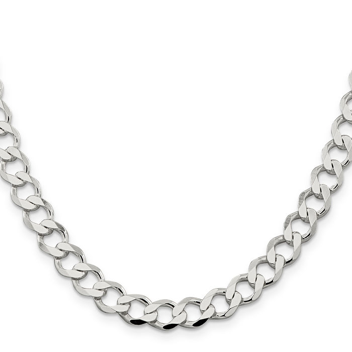 925 Sterling Silver 8.1mm Curb Link Chain Necklace