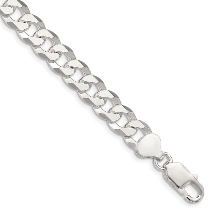 925 Sterling Silver 8.5mm Curb Link Chain Bracelet