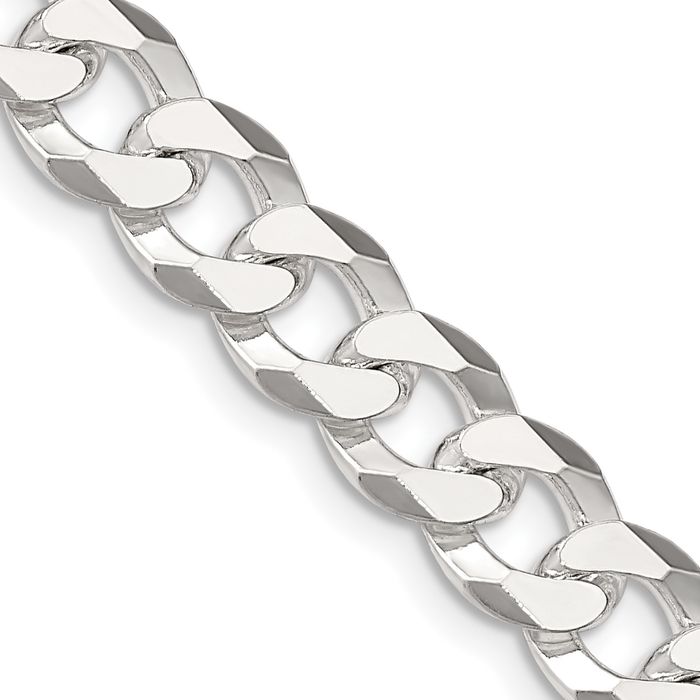 925 Sterling Silver 8.5mm Curb Link Chain Necklace