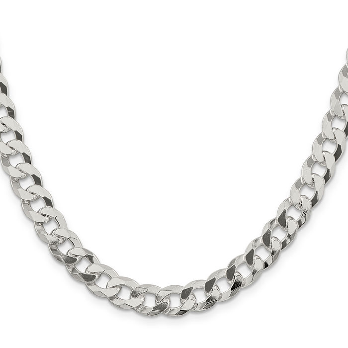 925 Sterling Silver 8.5mm Curb Link Chain Necklace