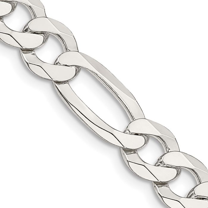 925 Sterling Silver 8.5mm Figaro Link Chain Necklace