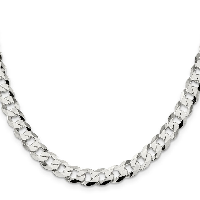 925 Sterling Silver 8.5mm Curb Link Chain Necklace