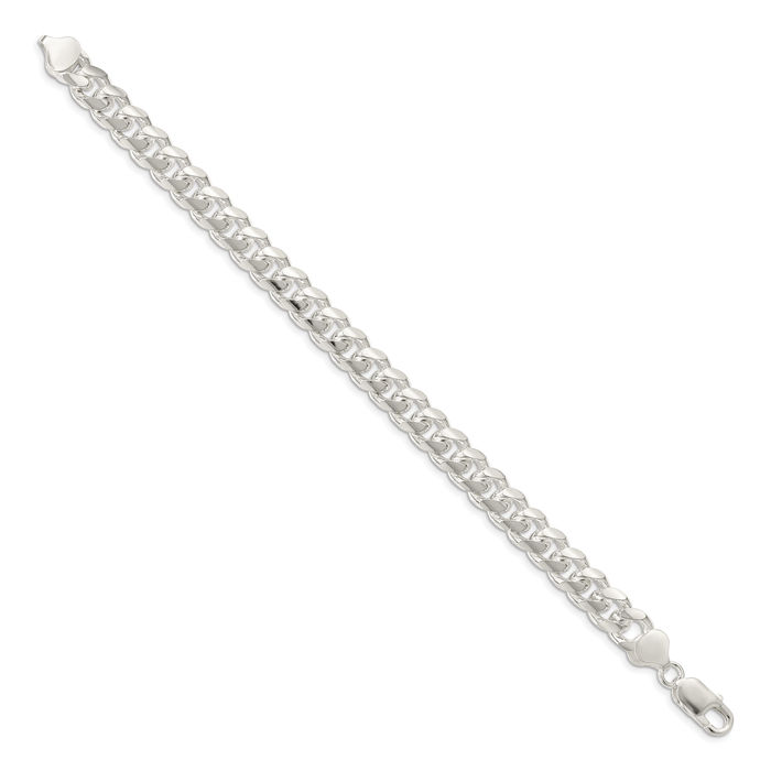 925 Sterling Silver 8.5mm Side Curb Link Chain Bracelet