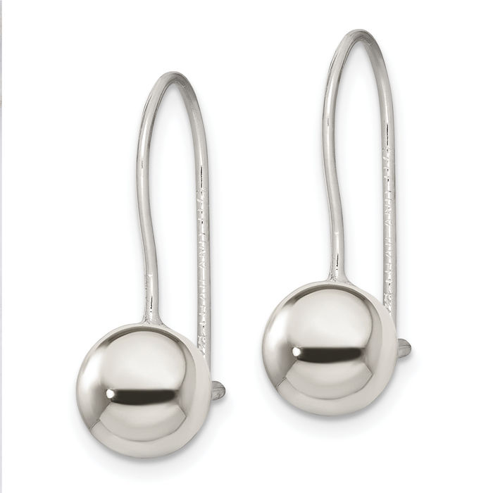 925 Sterling Silver 8mm Ball Drop Dangle Earrings