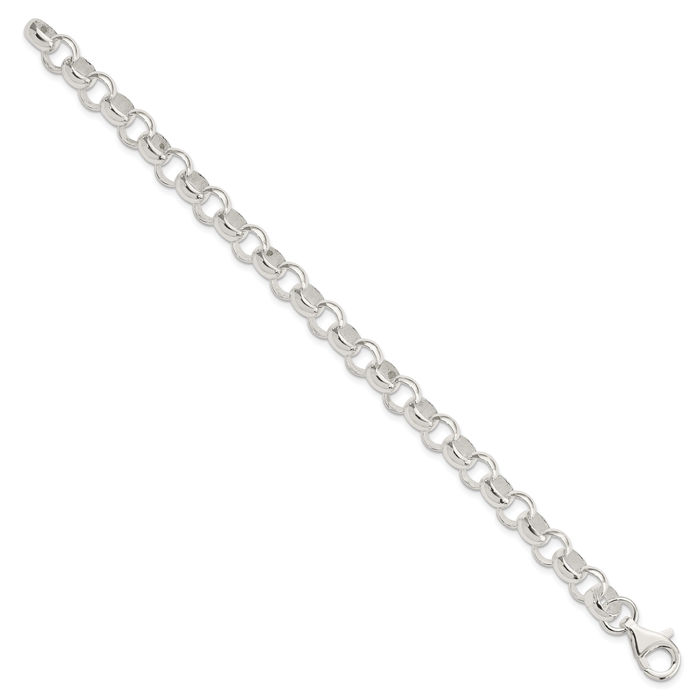 925 Sterling Silver 8mm Belcher Chain Bracelet